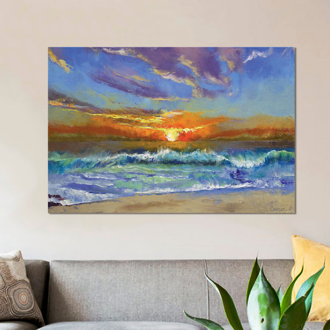 «Malibu Beach Sunset» par Michael Creese, reproduction sur toile tendue sur châssis, H 12 po x l 18 po x P 1,5 po