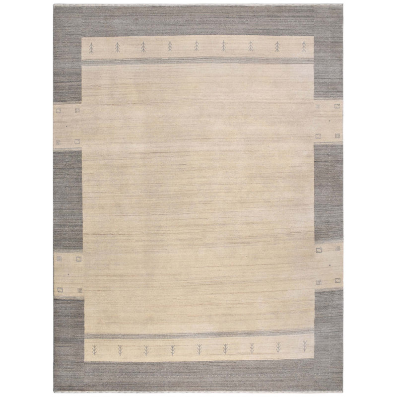 Tapis rectangulaire en laine noir / beige, Rectangle 6 pi x 9 pi