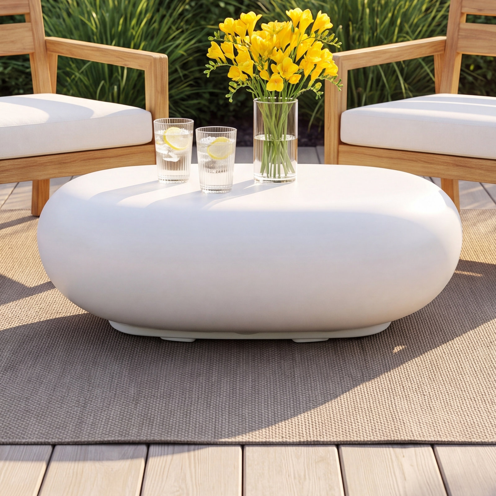 Bazaar 53" Patio Table, White