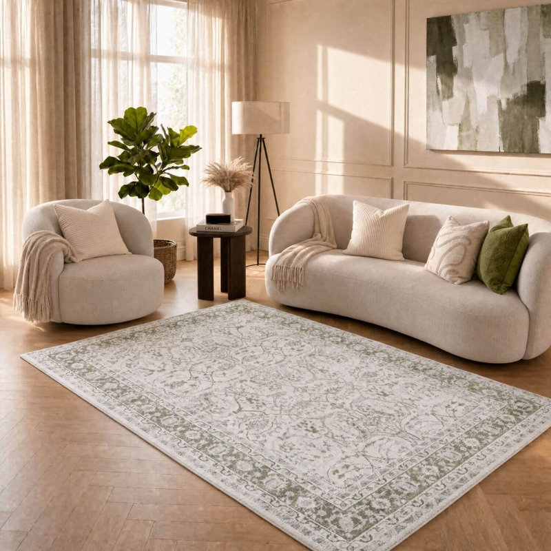 Montana Bordered Vintage Green Area Rug, 240X340 cm