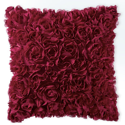 3D Chiffon Rose Pattern Microsuede Pillow Cover