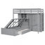 Lit superposé simple avec tiroirs, garde-robe, tablettes de rangement et lit hydraulique-266618656