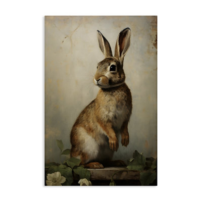 «Dark Rabbit Portrait», art mural sur toile par Petal Prints Design