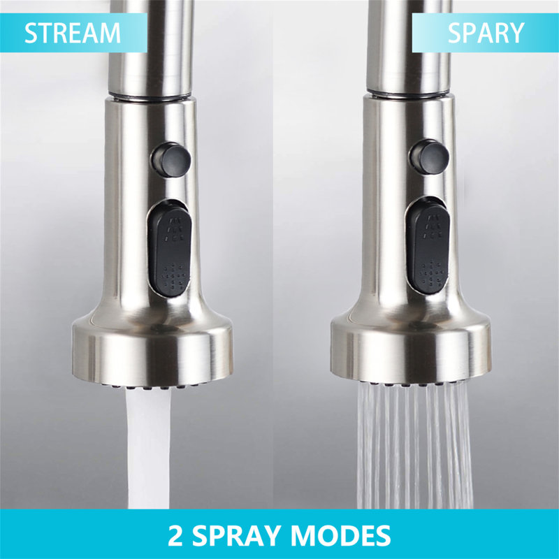 Brushed Nickel High-Arc Pull Down Kitchen Faucet with Soap Dispenser
