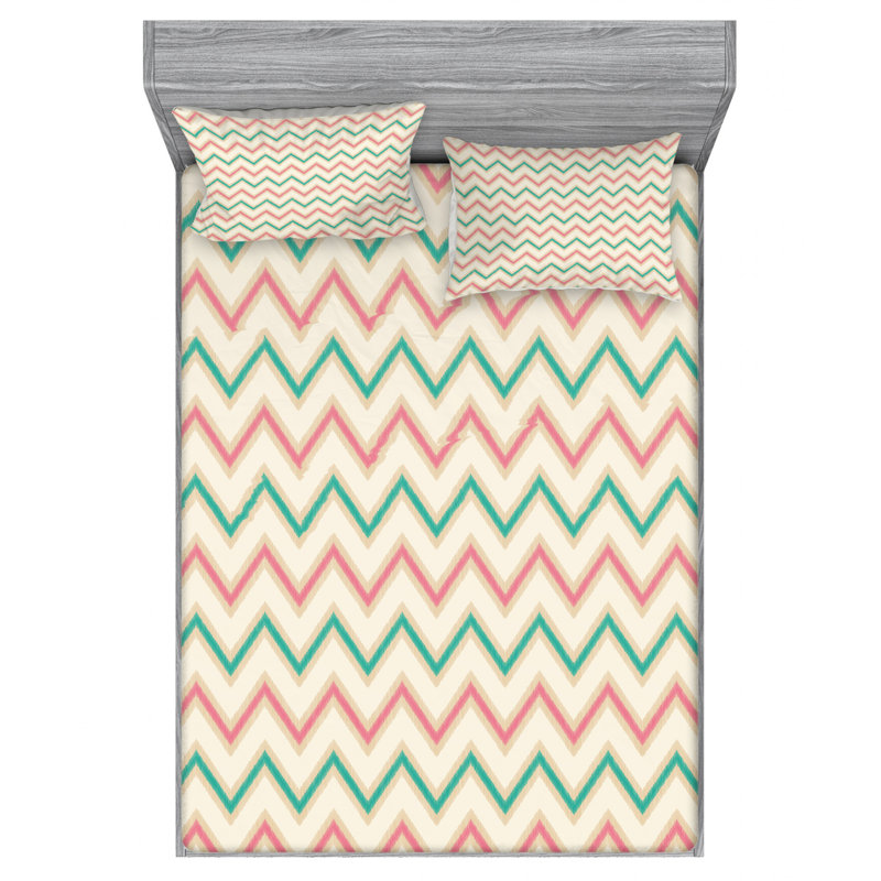 Microfiber Chevron Sheet Set, Full Sheet Set with Fitted Sheet