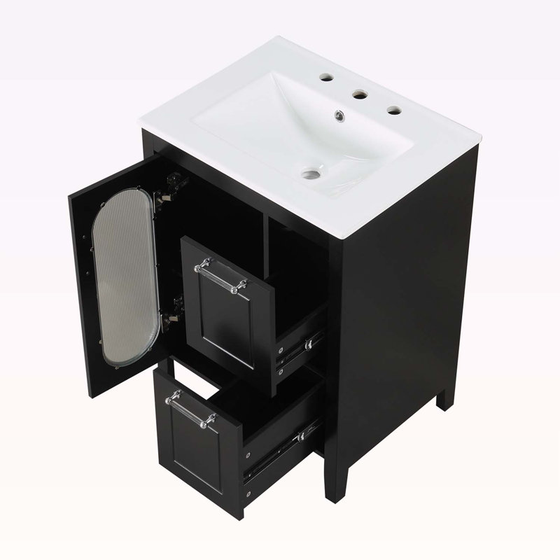 24" Bathroom Vanity with Sink, Black