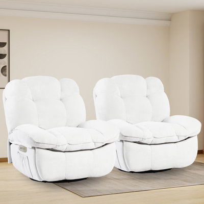 Swivel Zero Gravity Recliner Chair With Massage & Heat – Oversized Swivel Rocker Chair For Adults (set Of 2)