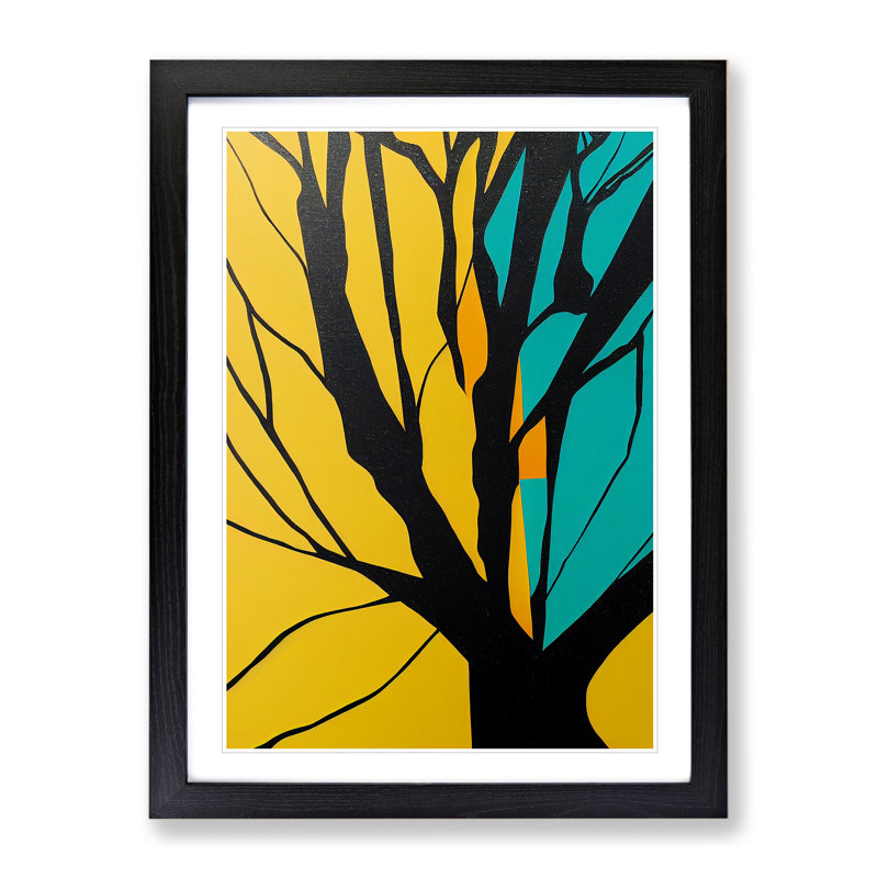 Unique Abstract Tree No.2 - Single Picture Frame Print, Black Framed, 64cm H x 46cm W x 2cm D
