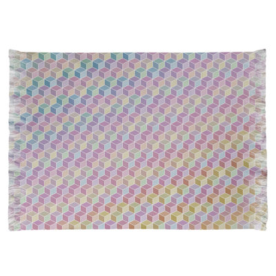 Jaune cube/Tapis décoratif pourpre