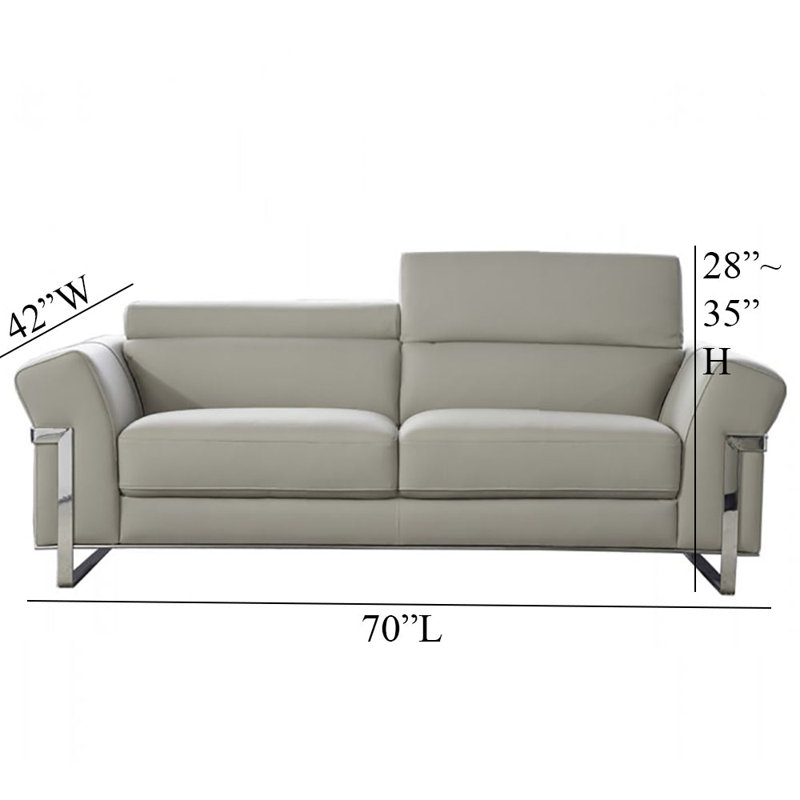 American Eagle Design EK012 Light Gray Italian Leather Loveseat, null