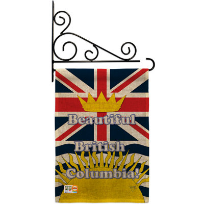 En toile jute à 2 côtés, en colombie britannique, du monde entier, à 2 côtés, 19 po x l 13 po ensemble de drapeau