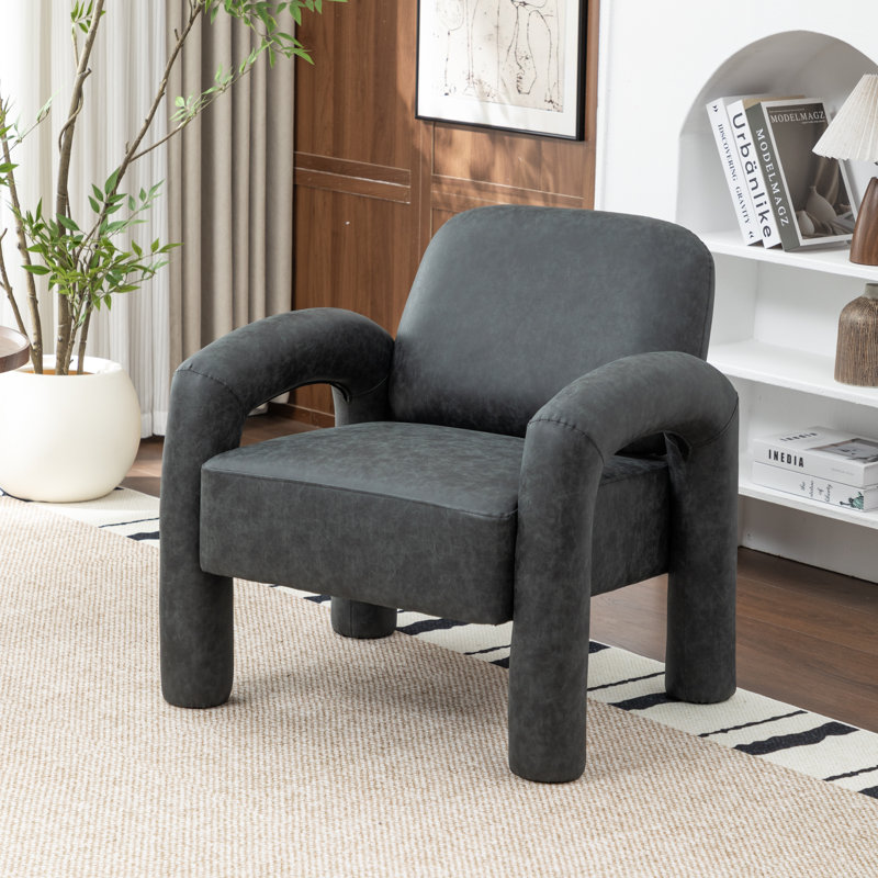 Iryanna Upholstered Faux Leather Armchair, Black