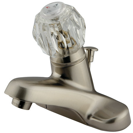 Centerset Bathroom Faucet with Single Knob Handle, Polished Brass, With Plastic Pop Up Drain