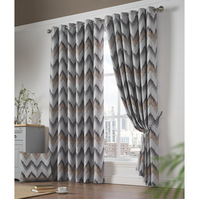 Fulgham Oslo Eyelet Room Darkening Curtains, 229 W x 229 D cm, Ochre