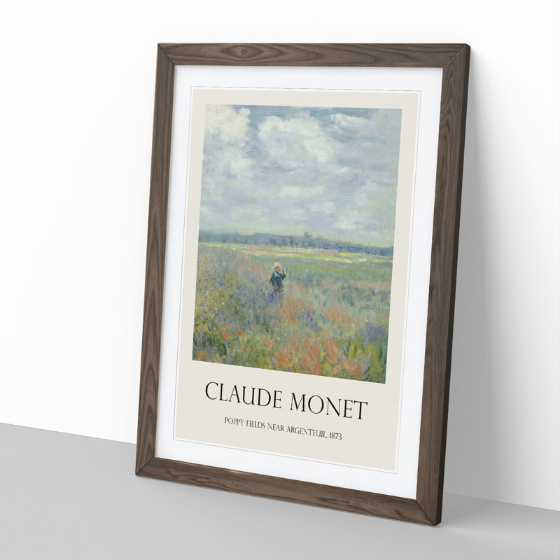 Poppy Fields Near Argenteuil Print by Claude Monet - Picture Frame Painting, 36cm H x 27cm W x 2cm D, Walnut Framed