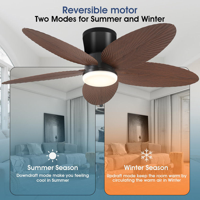 42 inch Tropical Ceiling Fan with Light and Remote/APP Control, Brown