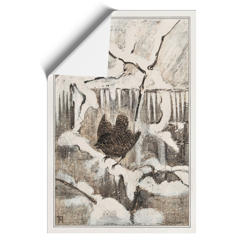 Wren on Snowy Branch by Theo van Hoytema - Frameless Print, 59cm H x 42cm W x 0.1cm D