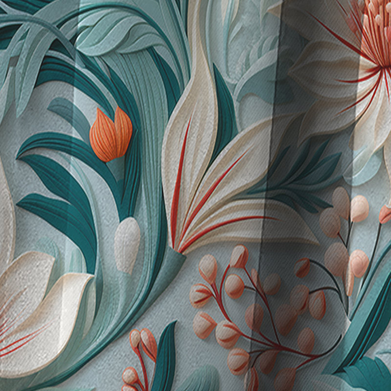 Rideau à motif floral Laguna Serenade, L 52 po x L 108 po
