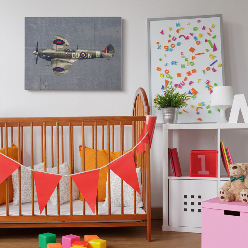Décoration murale pour enfants à plan militaire air Seybert, H 30 po x l 40 po x P 1,5 po, Toile tendue