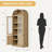 Modern Arched Bookcase with 2 Glass & 2 Rattan Doors – 6-Tier Freestanding Display Shelves for Living Room, Kitchen, Office (Wood Color)