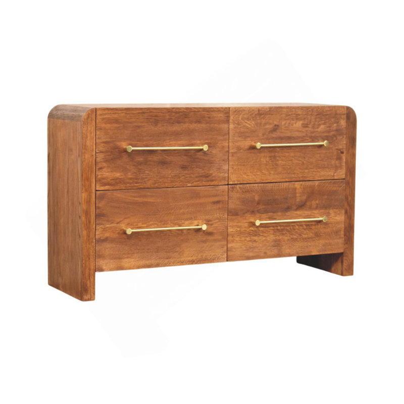 Commode 4 tiroirs Oakline en bois massif, brun, 4 tiroirs, Marron clair