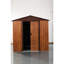 Remise en métal 6 pi X avec base, construction en acier galvanisé, porte coulissante, structure stable en fer café, fondation, assemblage facile,
