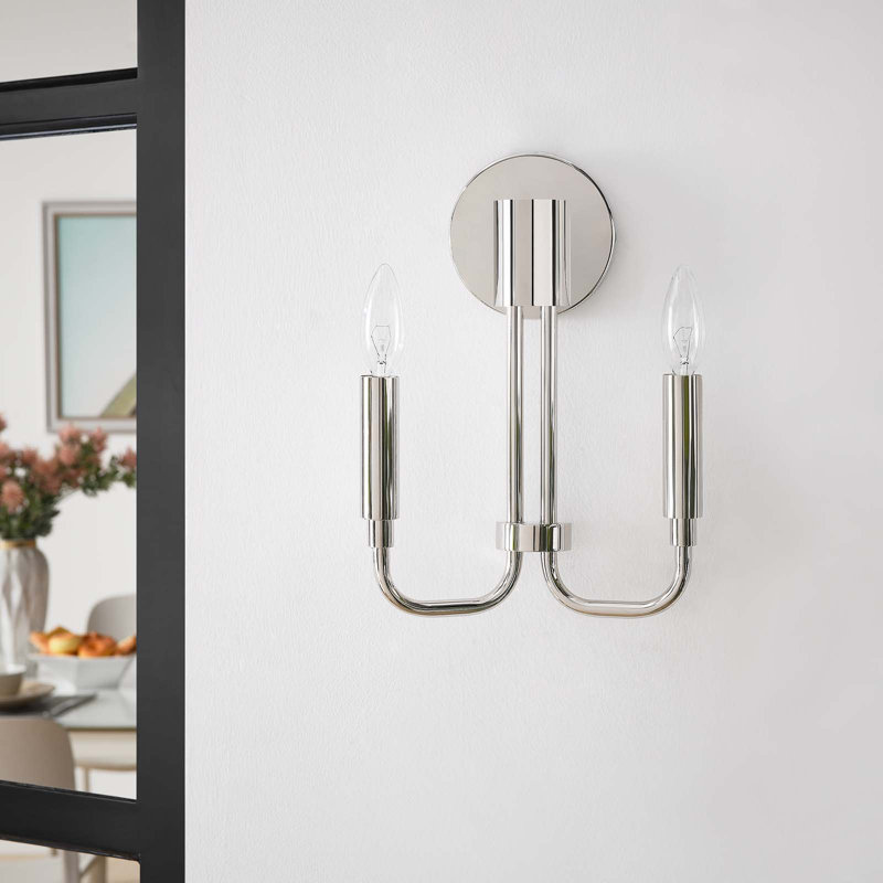 Modway Rekindle 2-Light Wall Sconce, Polished Nickel