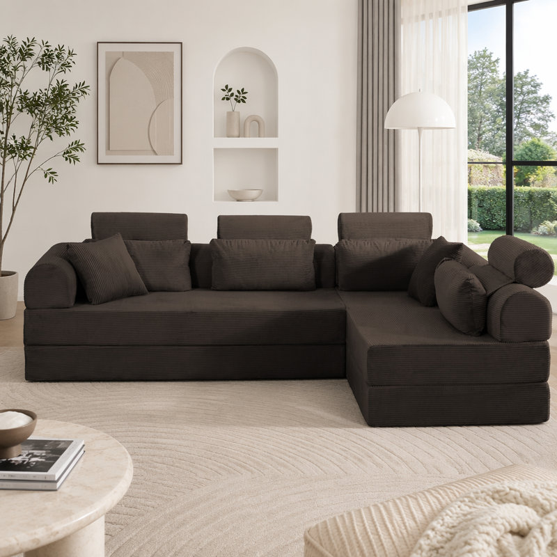 L shape Modular Sectional Sofa, Brown