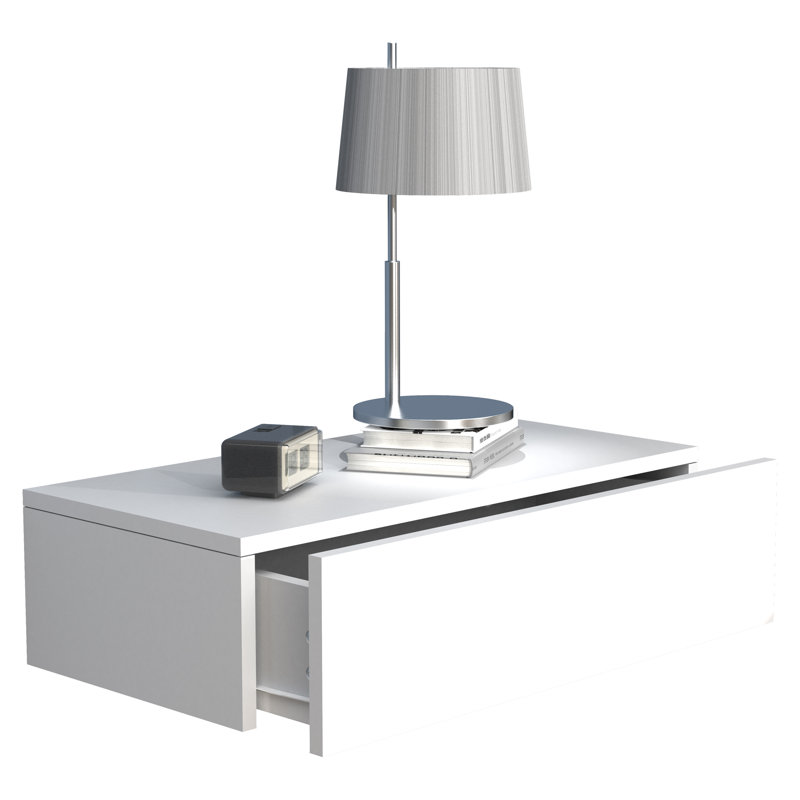Satender Manufactured Wood Bedside Table, White, 15cm H x 60cm W x 30cm D