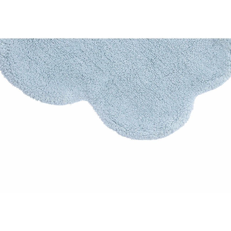MiniOnes Hand Tufted Cotton Area Rug in Blanco/Light Blue