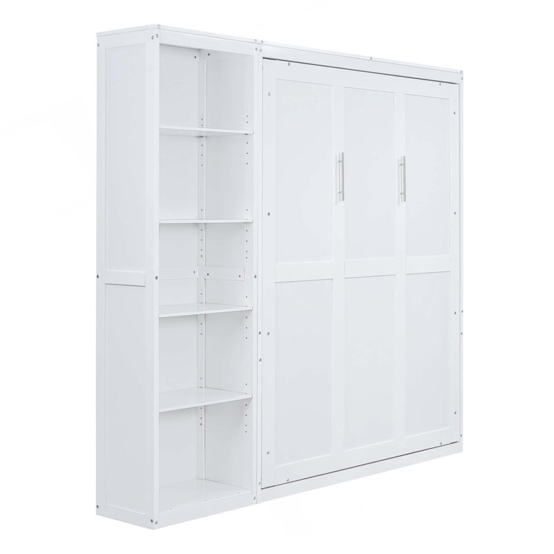 Lit escamotable mural avec tablettes Murphy, Blanc, Grand