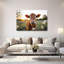 Vache au lever du soleil - Tableau abstrait contemporain de paysage floral-410203117