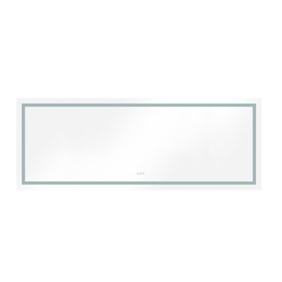 Miroir mural de salle de bain 96 po x 36 po, brouillard, 3 options de couleurs, gradation continue, verre haute définition, aluminium, blanc Marvelous 96 po - 36 po