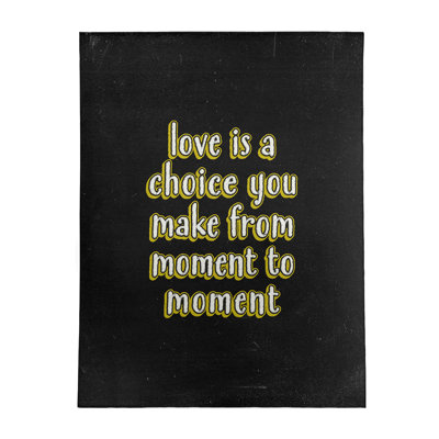 Tapis en poly-chenille style tableau noir love is choice