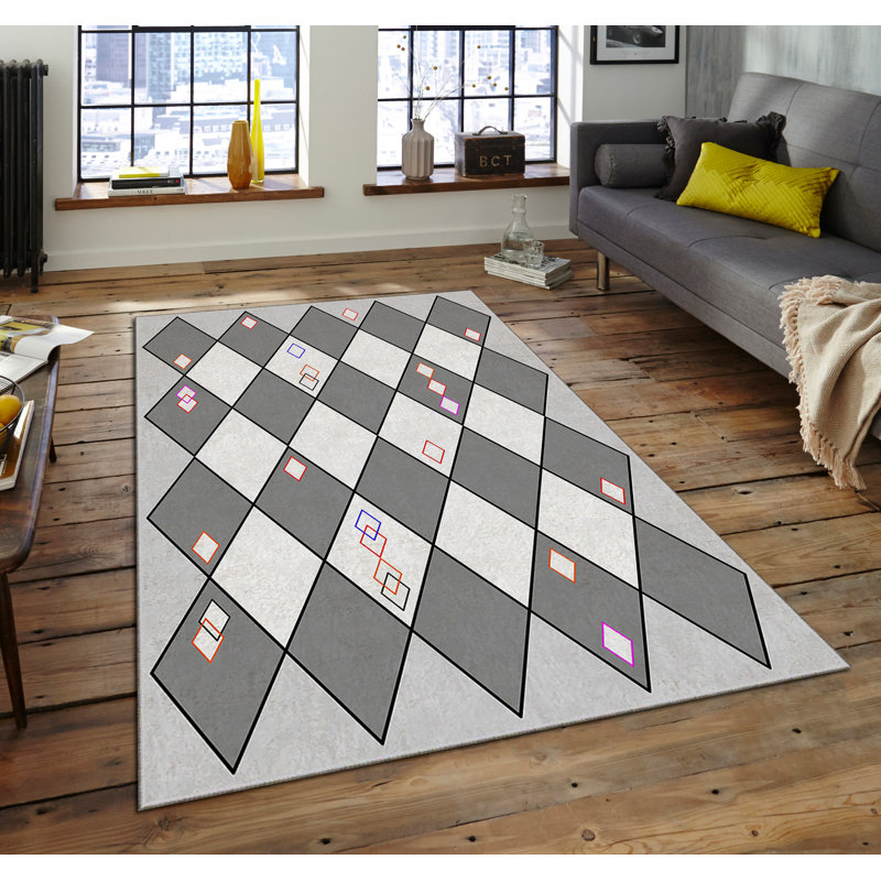 Luxurious Area Rug, 100% Polyester, 5.9 x 9.2 Feet | 740 g/m² Weight, Non-Slip Felt Dot Underside, Easy Clean Velvet Fabric, 0.08 in Pile Height | Machine Washable, Perfect for Living Room & Bedroom Décor