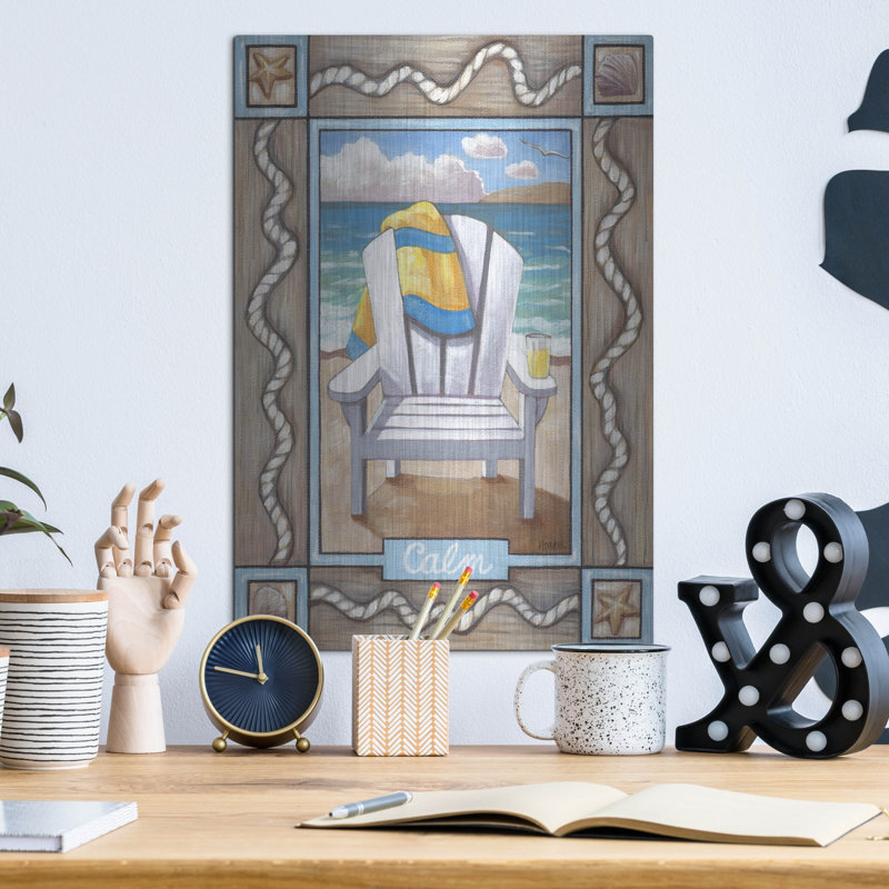 Art mural en métal Rosecliff Heights «Beach Chair Calm» par Cathy Horvath-Buchanan, H 16 po x l 12 po