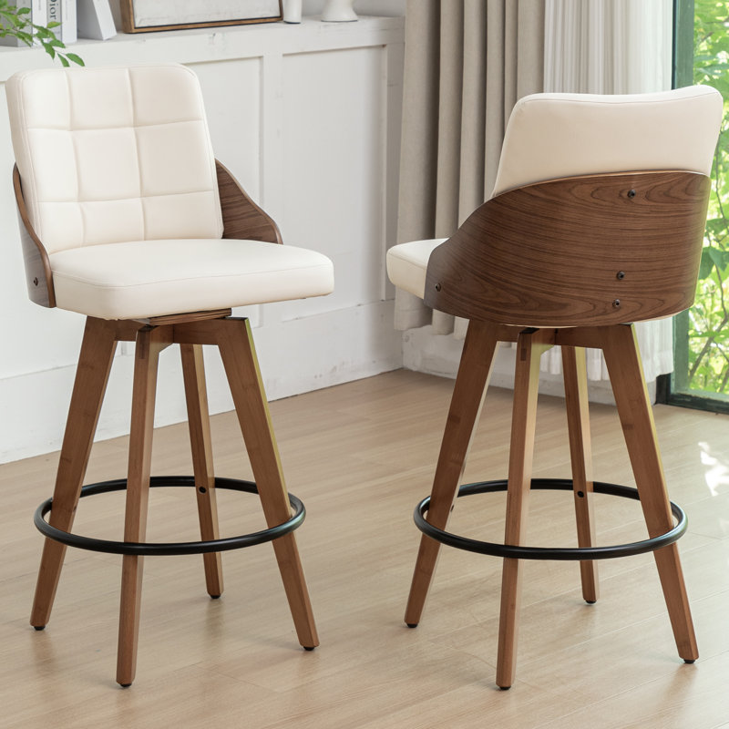 Pautauros Swivel 26" Counter Stools, Beige