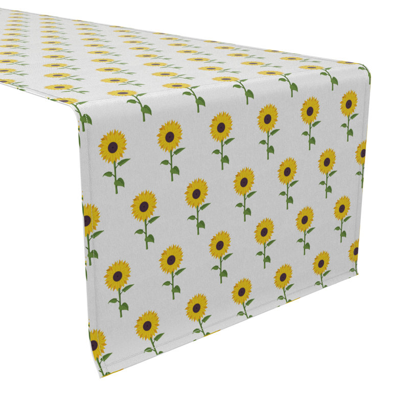 Rectangular Floral Cotton Twill Table Runner, 16'' D x 108'' L