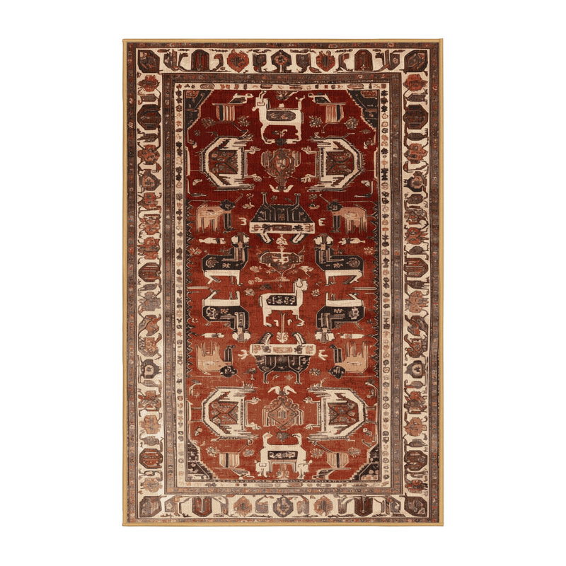 Machine Washable Persian Brown Area Rug, Runner 2' x 4'