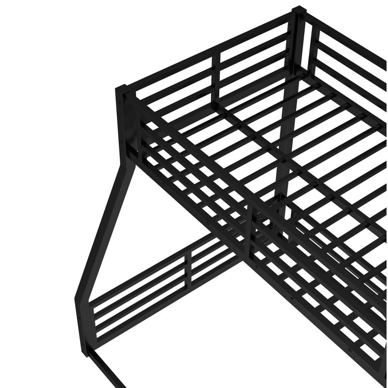 Lit superposé en métal, structure de lit superposé simple au-dessus du plancher complet, lit superposé robuste pour enfants, adolescents, adultes, conception à bruit réduit, noir