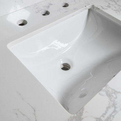 Montary Bathroom Vanity Top Stone Carrara  New Style Tops With Rectangle Undermount Ceramic Sink