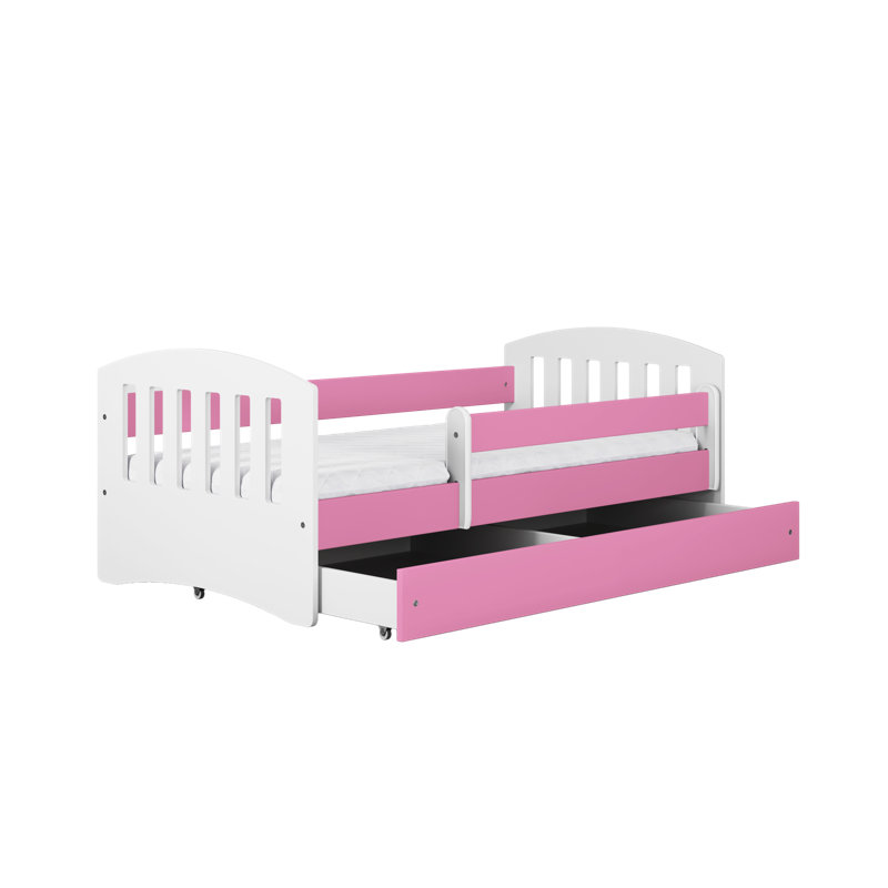 Hermes Drawer Convertible Bed and Mattress, Pink, European Toddler (80 x 180cm)