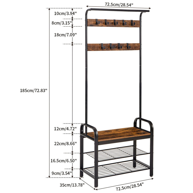 Aaditri Steel Freestanding 9 - Hook Coat Rack