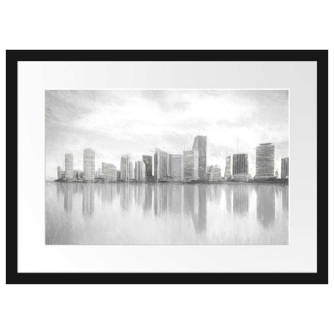 Gerahmtes Papierbild Miami Florida Skyline