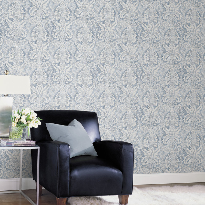 Garretson 1m x 52.8cm Satin Wallpaper Roll, Blue