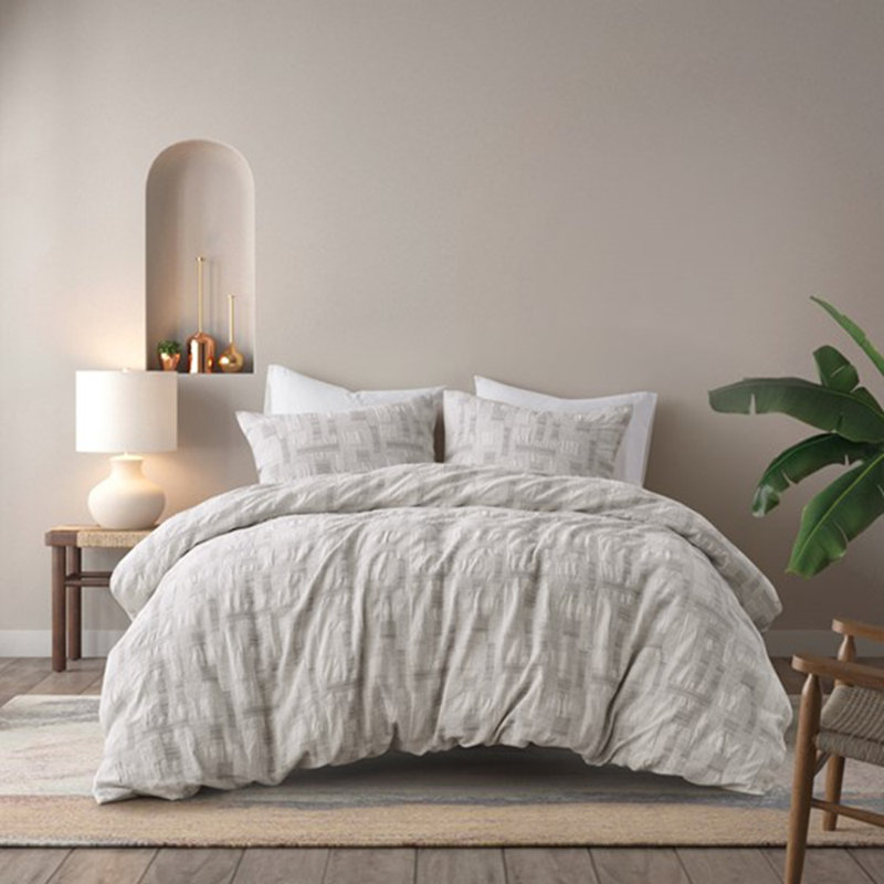 3 Piece Cotton Jacquard Duvet Set-Full/Queen
