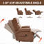 Fauteuil inclinable manuel en similicuir Camel pour le salon avec mécanisme de mouvement robuste, 8 nœuds vibrants et 3 modes de massage.