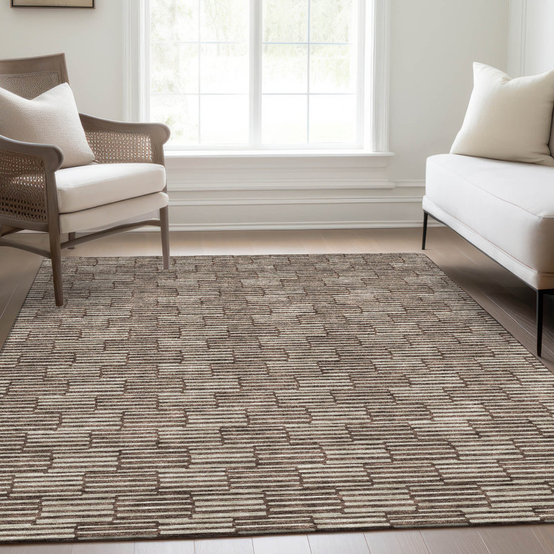 Premium Machine Washable Prisco Brown Rug, Rectangle 10' x 14'