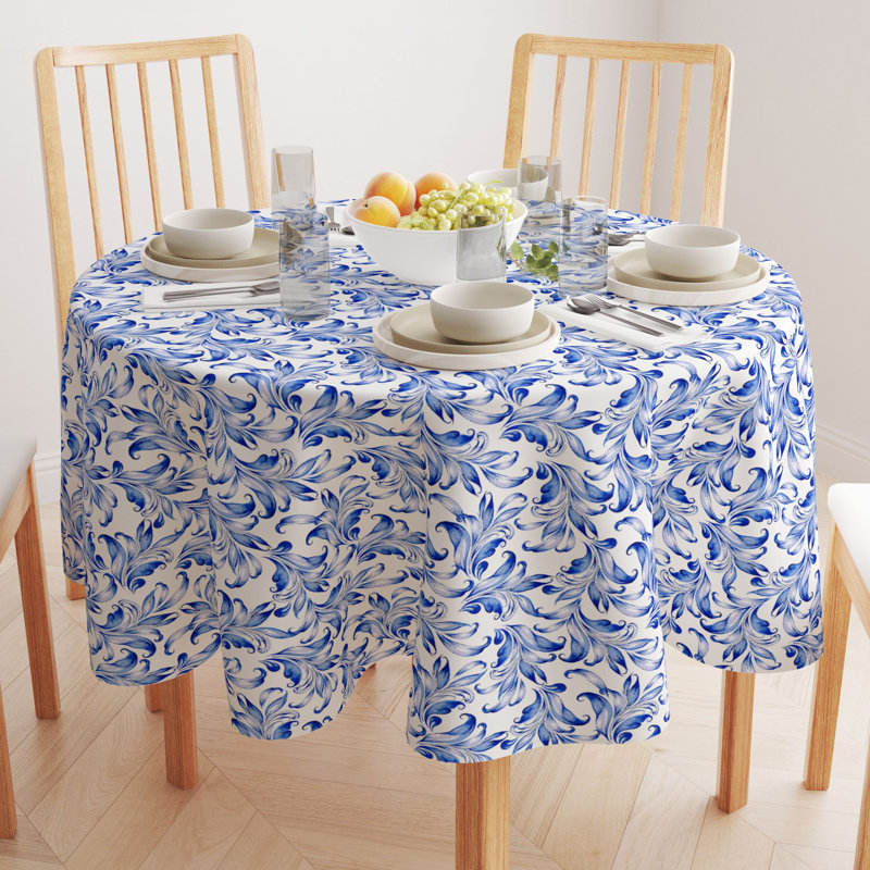 Eckeru Leaves Round Tablecloth, 84" x 84"