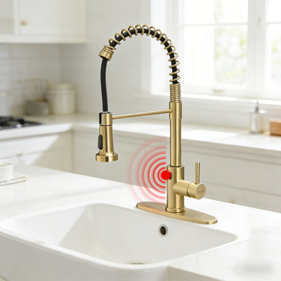 Robinet de cuisine sans contact avec pulvérisateur rétractable, robinet de cuisine à capteur de mouvement